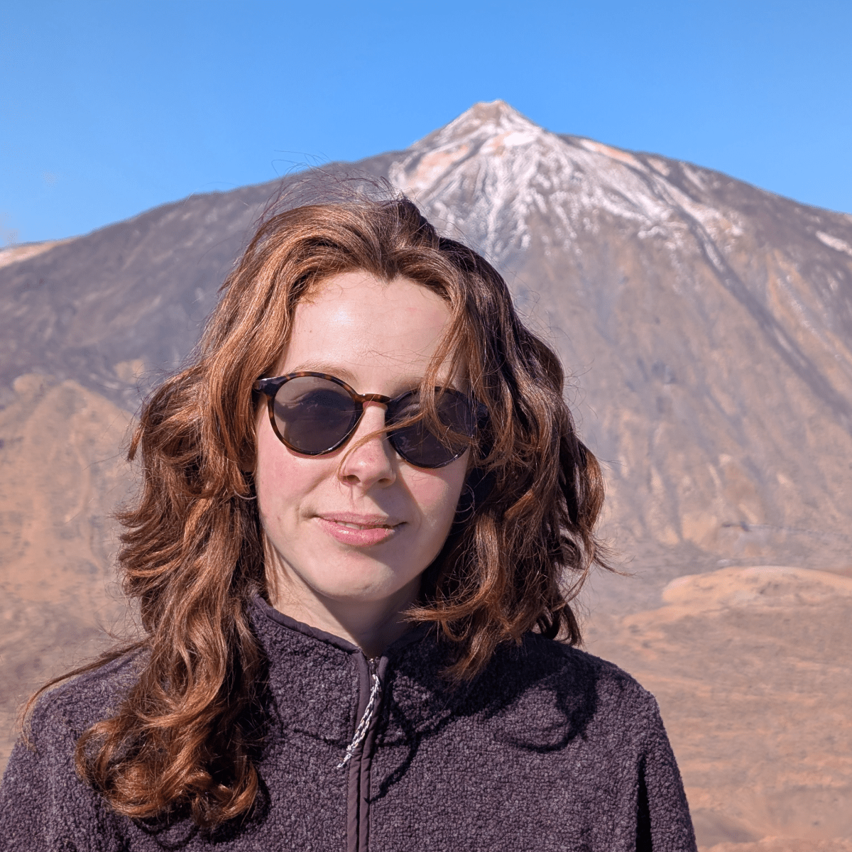 Helene Engler with Teide in the background.